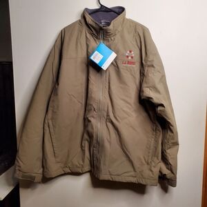 Columbia City Trek II Fleece-Lined Jacket Mens Tan Size XL Local Company Logo